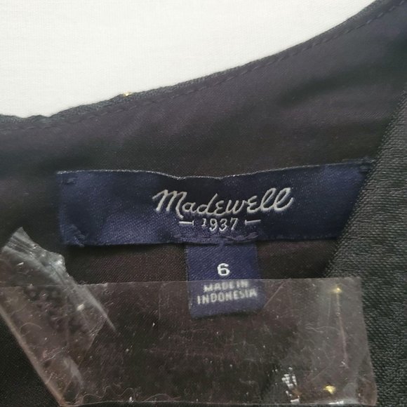 Madewell 1937 Women's Black Midnight Speckle Cut Out Mini Cocktail Dress Size 6 - Picture 8 of 16